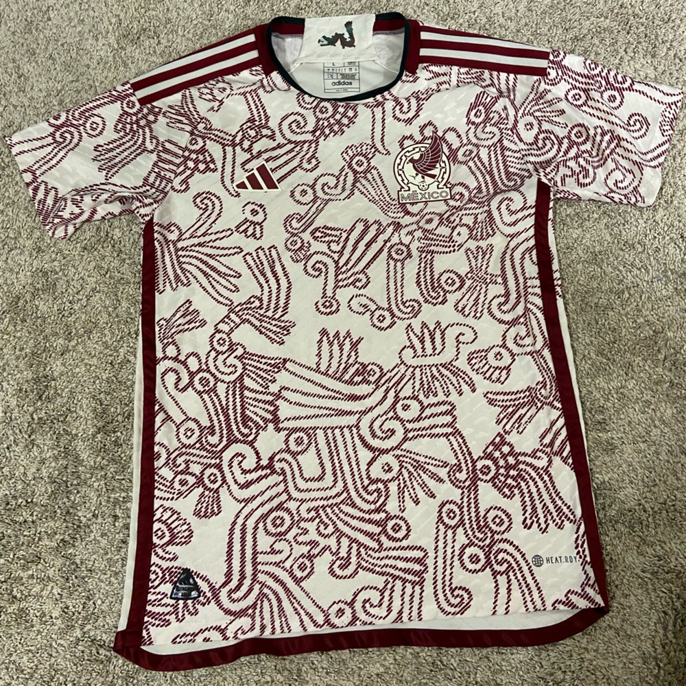 Adidas Mexico Burgundy and Cream soccer Jersey